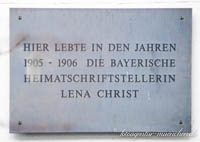 Gerhard Willhalm - Gedenktafel für Lena Christ
