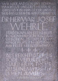 Gedenktafel - Hermann Josef Wehrle
