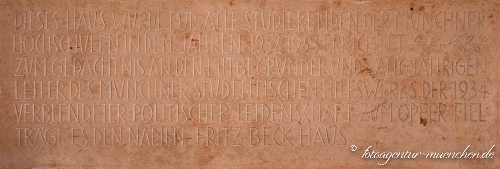 Gedenktafel - Fritz Beck Studentenhaus