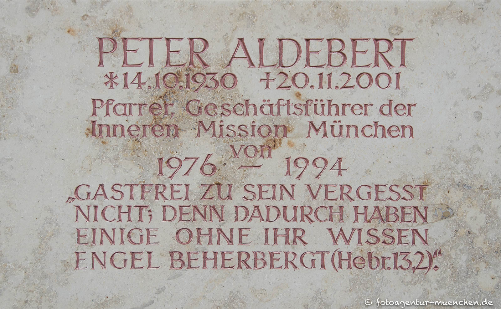 Gedenktafel für Peter Aldebert