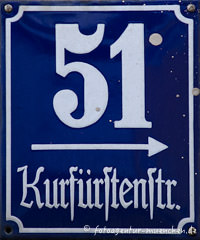  - Hausnummer - Kurfürtenstraße