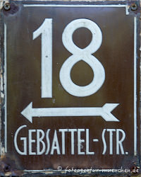  - Hausnummer - Gebsattelstraße