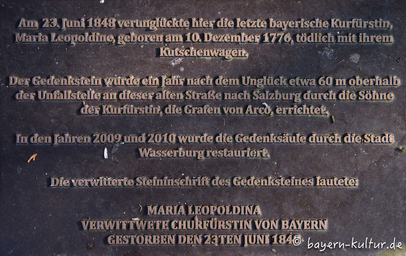 Gedenktafel für Kurfürstin Maria Leopoldine