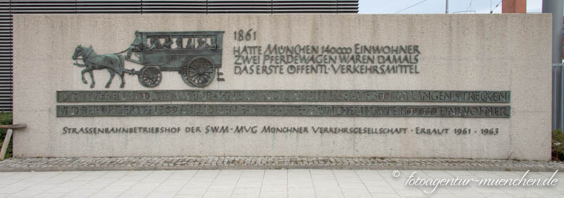 Gedenktafel - Erster öffentlichen Pferdewagen in München Pferdewagen, Straßenbahn