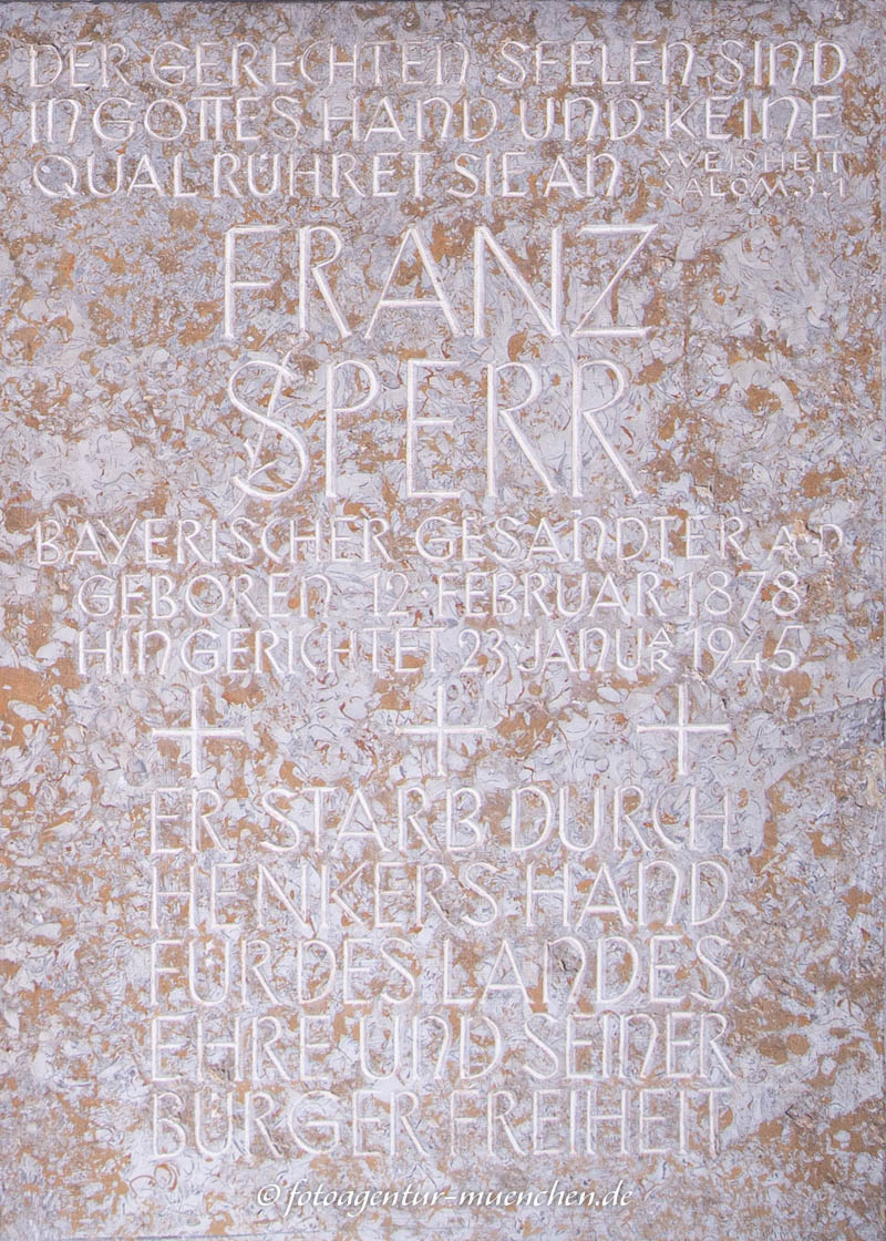Gedenktafel für Franz Sperr Wiederstandskämpfer