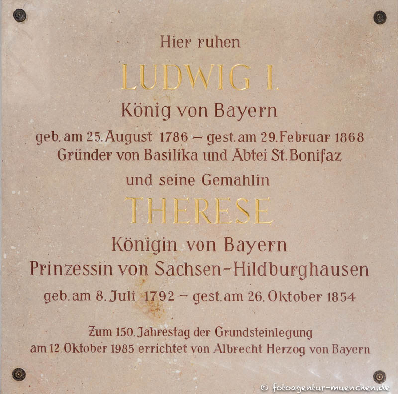 Gedenktafel für König Ludwig I. und Königin Therese 