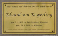 Gedenktafel - Eduard von Keyserling