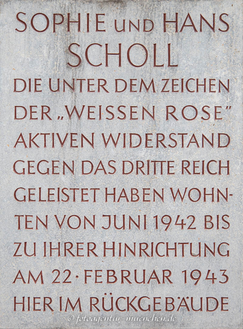 Gedenktafel - Hans und Sophie Scholl Weiße Rose
