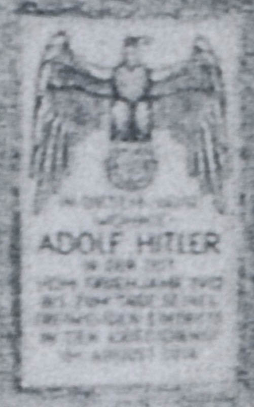 Gedenktafel - Wohnort Adolf Hitler 