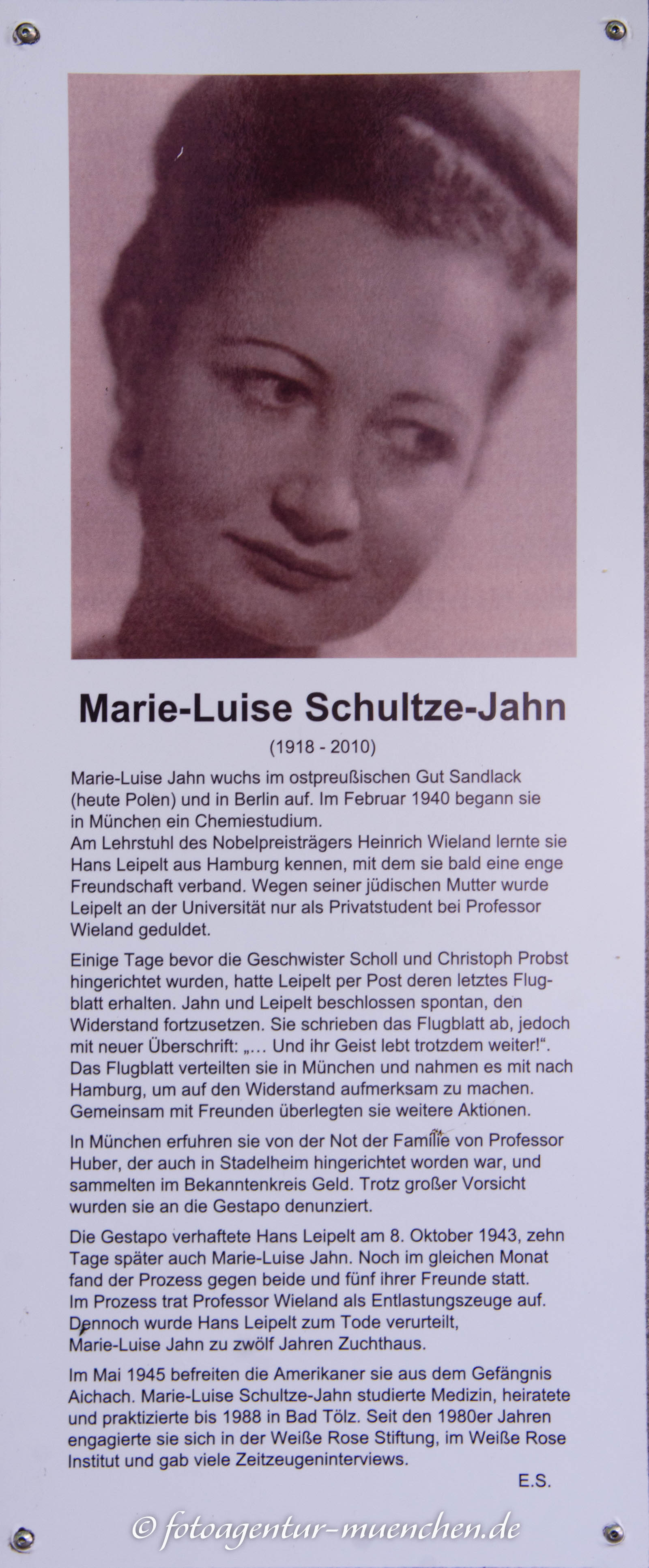 Gedenkstele für Marie-Luise Schultze-Jahn