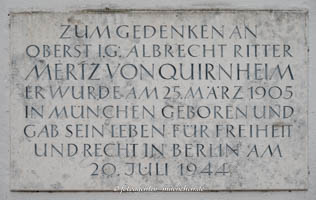 München - Gedenktafel - Albrecht Mertz Quirnheim