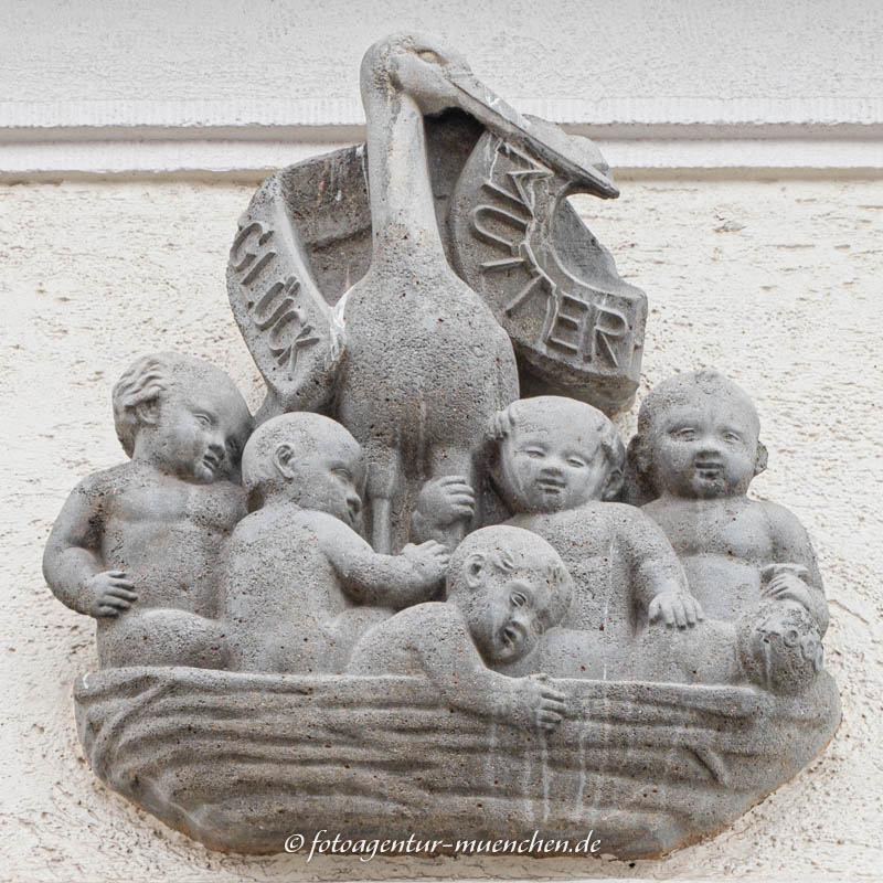 Bauschmuck - Storch mit Kindern