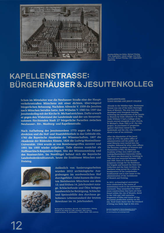 Archäologie München - Tafel 12 Kapellenstraße, Jesuitenkolleg