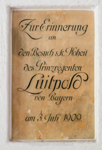 Gedenktafel - Besuch Prinzregent Luitpold