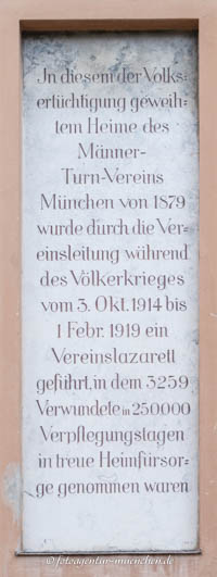 Gedenktafel Vereinslazarett 1914–1919