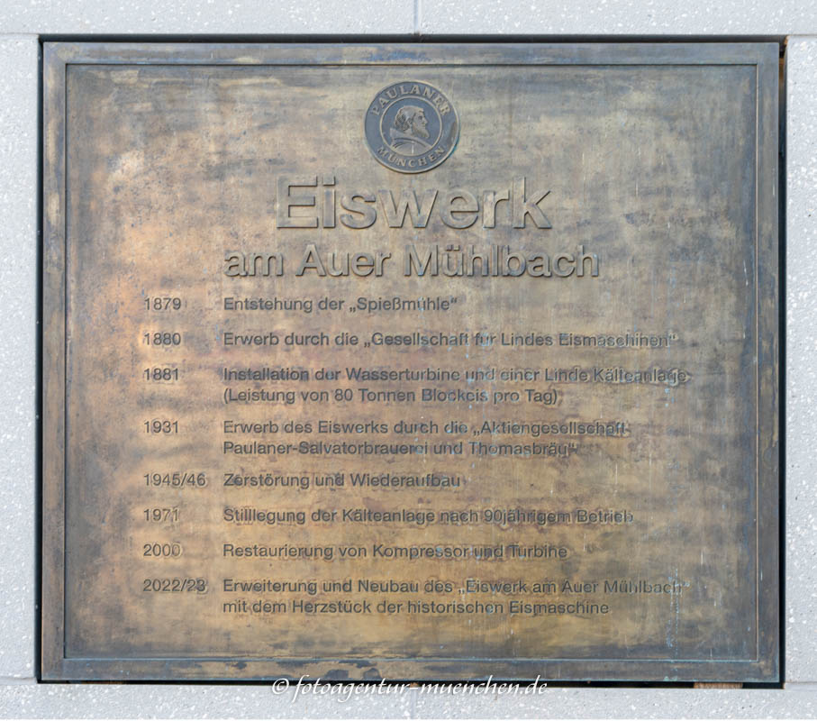 Gedenktafel - Eiswerk am Auer Mühlbach Eiswerk, Kältemaschine