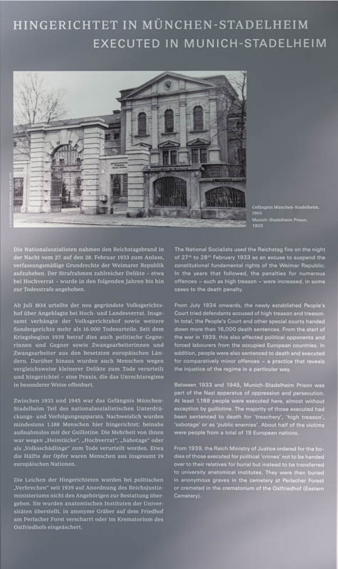Infotafel - Hingerichtete in München-Stadelheim