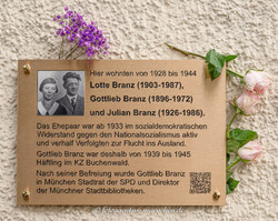Gedenktafel - Lotte Branz,  Gottlieb Branz, Julian Branz