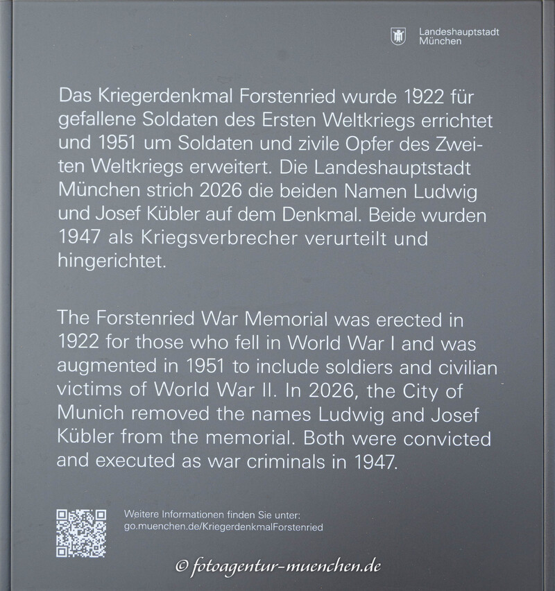 Kriegerdenkmal Forstenried - Infotafel